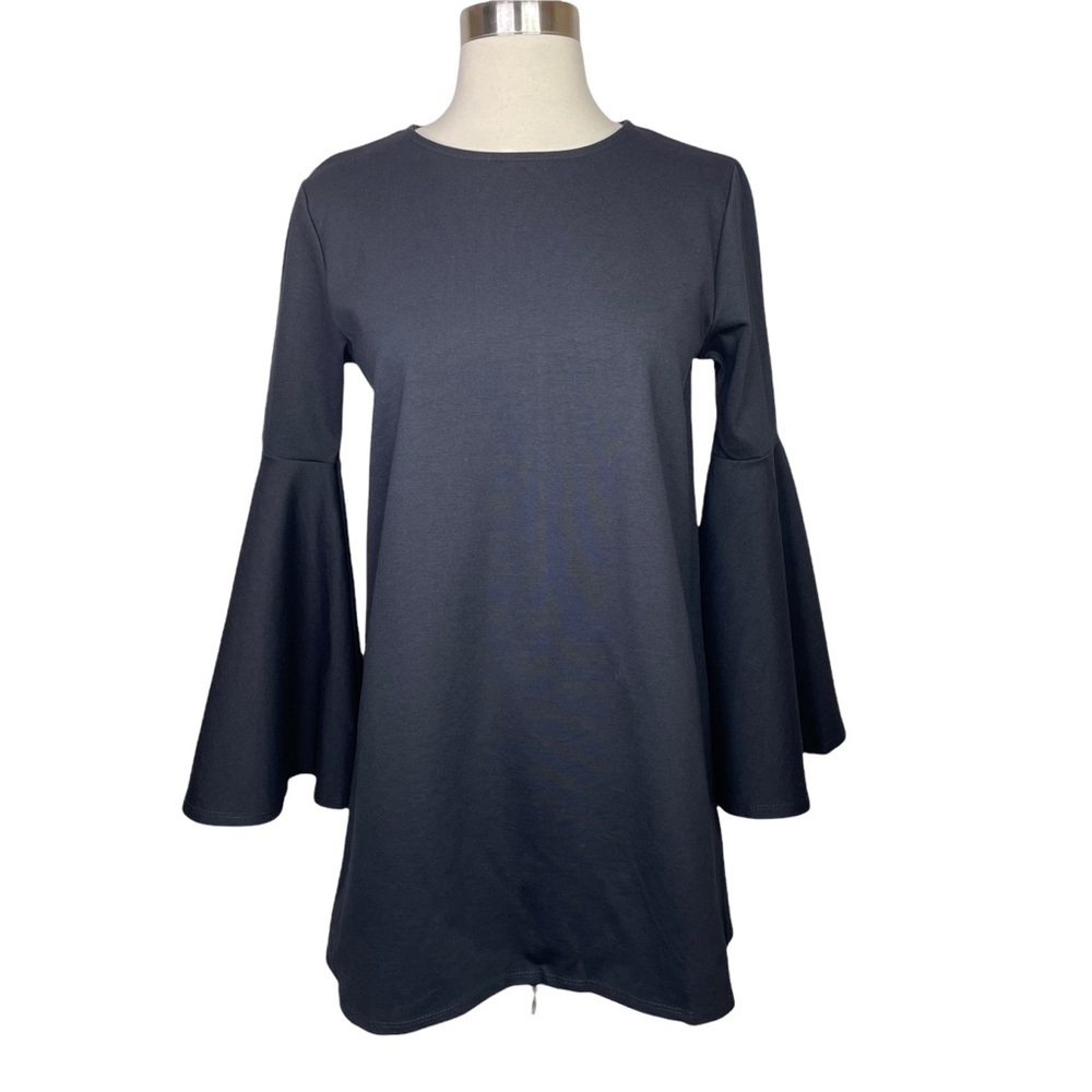 Copper Key Black Bell Sleeve Tunic Mini Dress Large